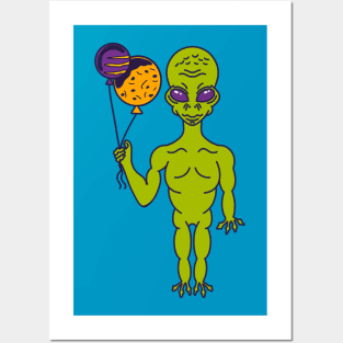 Alien Birthday Party Balloons Posters and Art